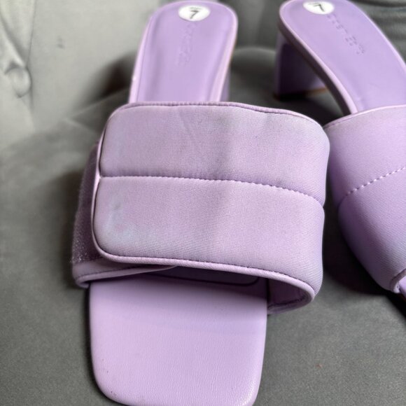 Open Edit Lavender Fabric Block Heel Sandals – Women’s Size 7 - Picture 4 of 9